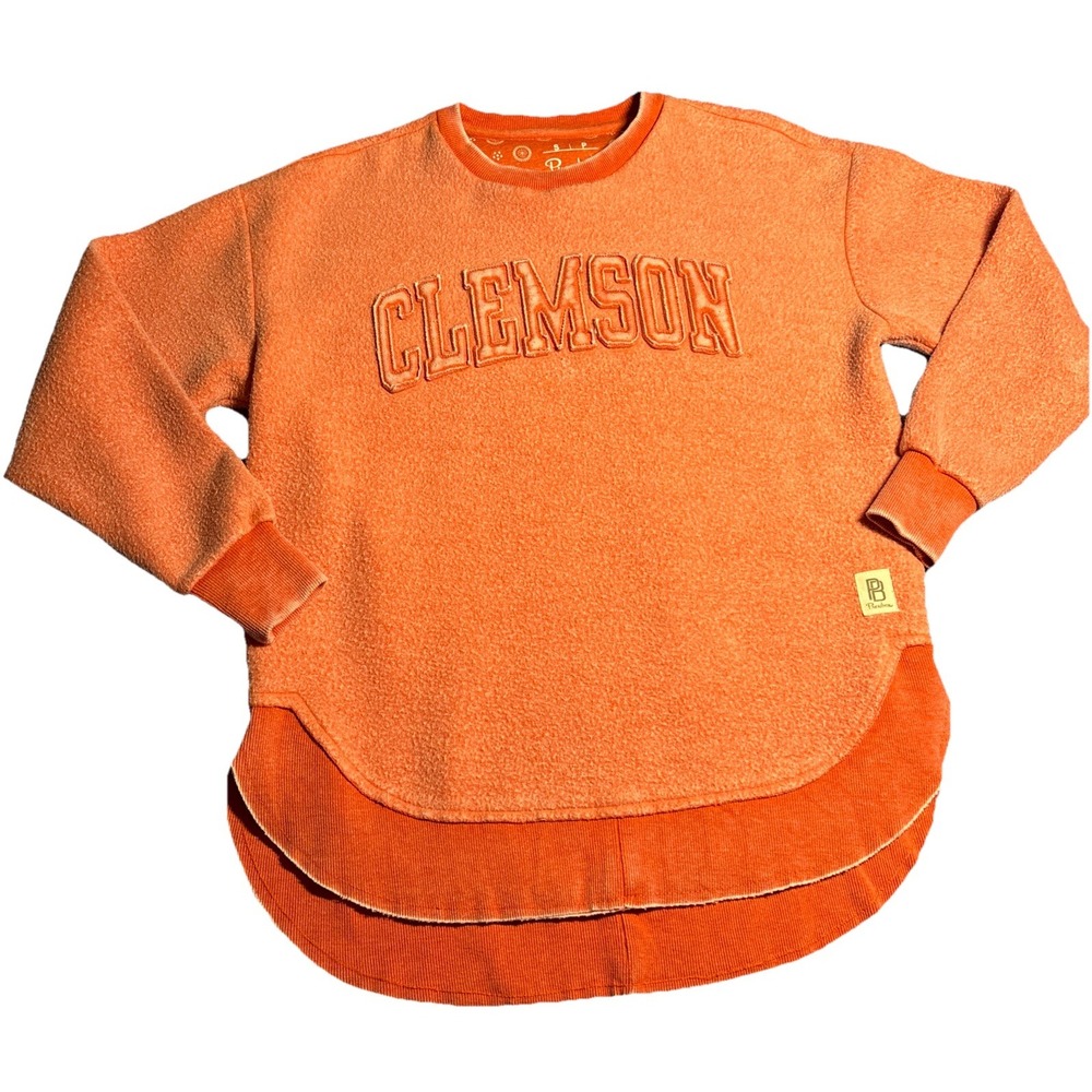 Pressbox By Royal Apparel Fuzzy Orange Clemson Sweatshirt Size Small